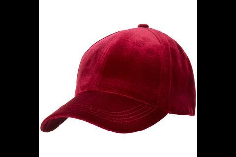 River Island's burgundy velvet baseball cap is a statement piece and taps into the tricky winter sportswear trend
